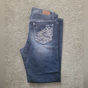 Embroidered Blue Denim Jeans